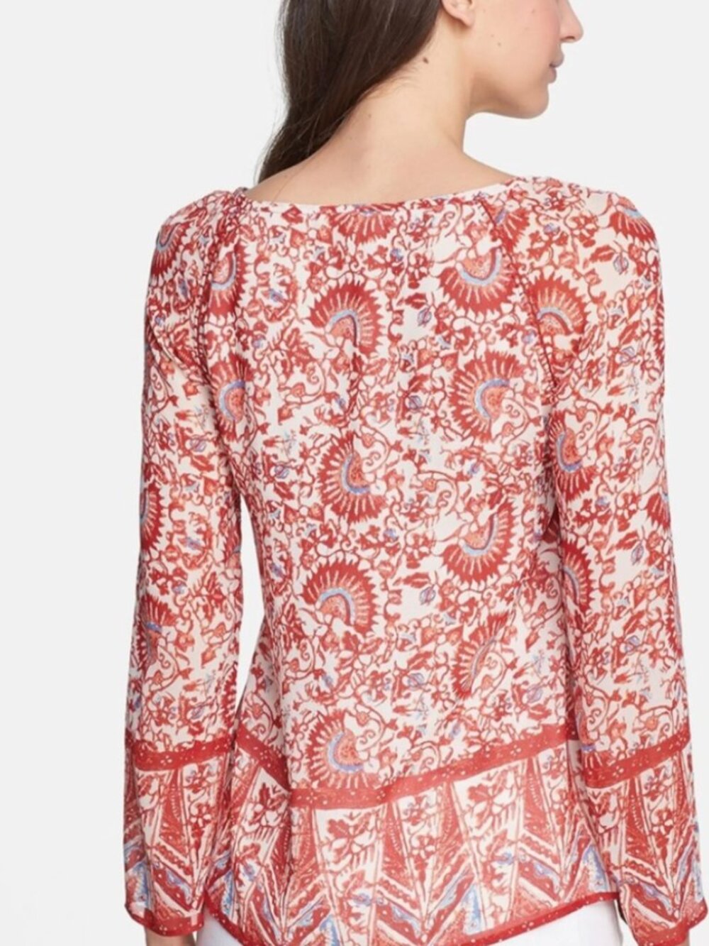 TORY BURCH ‘Danica' Silk Top In Madura Acai Red Size 14 - Picture 3 of 11
